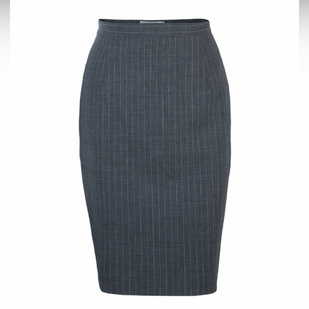 MaxMara Charcoal Pinstripe Pencil Skirt 95%Virgin Wool